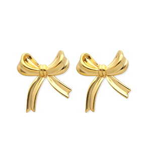 Stainless Steel - Rostfrei Stahl Ohrringe / Ohrstecker Bow Gold