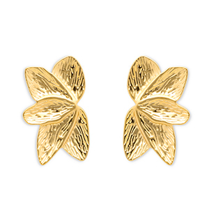 Stainless Steel - Rostfrei Stahl Ohrringe / Ohrstecker Leafs Gold