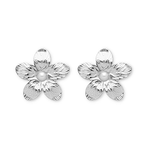 Stainless Steel - Rostfrei Stahl Ohrringe / Ohrstecker Flower Silver