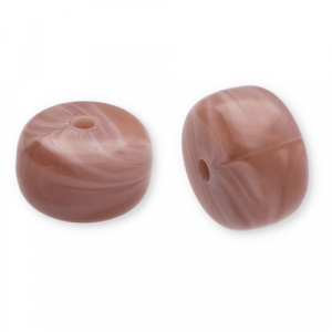 Perlen aus Acryl Disc Taupe brown-white