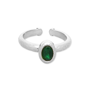 Stainless Steel - Rostfrei Stahl Ringe Silver-green