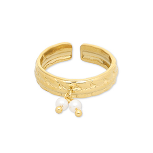 Stainless Steel - Rostfrei Stahl Ringe with Pearls Gold-white