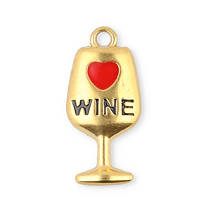 Anh&auml;nger aus Stainless Steel - Rostfreiem Stahl Wine Glass Gold-red