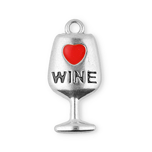Anh&auml;nger aus Stainless Steel - Rostfreiem Stahl Wine Glass Silver-red