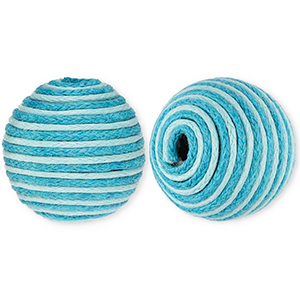 22 mm Perlen aus Acryl mit Wachskordel Light blue-blue