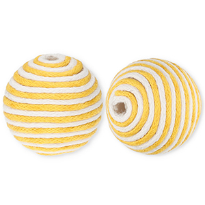 22 mm Perlen aus Acryl mit Wachskordel Ochre yellow-white