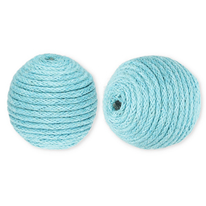 22 mm Perlen aus Acryl mit Wachskordel Light blue