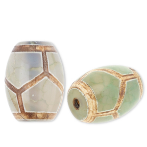 Perlen Naturstein Chalcedon Tube Green-beige-brown