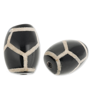 Perlen Naturstein Chalcedon Rice Black-sand beige