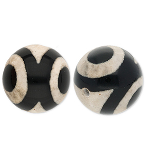 Perlen Naturstein Chalcedon 16&nbsp;mm Black-sand beige