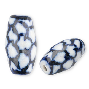 Keramik Perlen Rice Off white-Delft blue