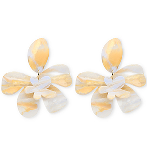 Musthave Resin Ohrringe&nbsp;/&nbsp;Ohrstecker Flower Ivory white-light carolina blue-light orange