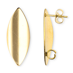 Zubeh&ouml;r aus Stainless Steel - Rostfreiem Stahl Ohrringe / Ohrstecker Oblong Oval with Loop Gold