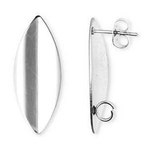 Zubeh&ouml;r aus Stainless Steel - Rostfreiem Stahl Ohrringe / Ohrstecker Oblong Oval with Loop Silver