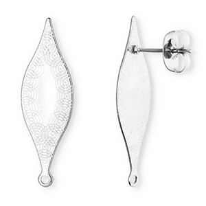 Zubeh&ouml;r aus Stainless Steel - Rostfreiem Stahl Ohrringe / Ohrstecker Oblong Oval with Circles with Loop Silver