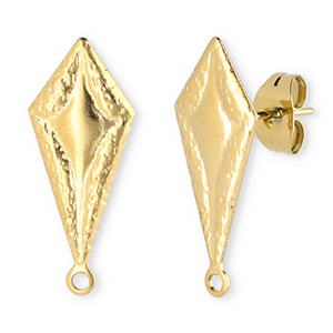 Zubeh&ouml;r aus Stainless Steel - Rostfreiem Stahl Ohrringe / Ohrstecker Rhombus with Loop Gold