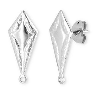 Zubeh&ouml;r aus Stainless Steel - Rostfreiem Stahl Ohrringe / Ohrstecker Rhombus with Loop Silver