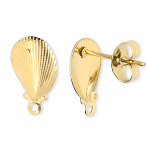 Zubeh&ouml;r aus Stainless Steel - Rostfreiem Stahl Ohrringe / Ohrstecker Shell with Loop Gold