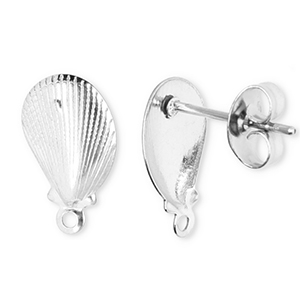 Zubeh&ouml;r aus Stainless Steel - Rostfreiem Stahl Ohrringe / Ohrstecker Shell with Loop Silver