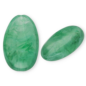 Perlen aus Acryl Oblong Oval Dark green-marble