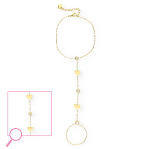 Stainless Steel - Rostfrei Stahl Handketten Hearts Gold-crystal