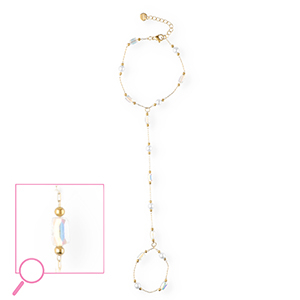 Stainless Steel - Rostfrei Stahl Handketten Gold-crystal AB-white