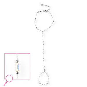 Stainless Steel - Rostfrei Stahl Handketten Silver-crystal AB-white