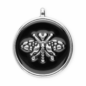 Anh&auml;nger aus Stainless Steel - Rostfreiem Stahl Round with Bee Silver-black