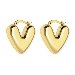 Stainless Steel - Rostfrei Stahl Ohrringe / Creolen Heart Gold