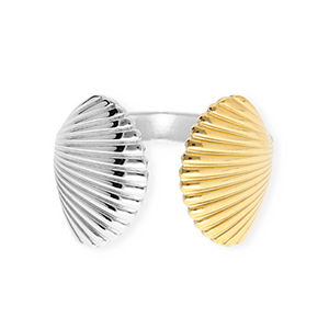 Stainless Steel - Rostfrei Stahl Ringe Shell Silver-gold