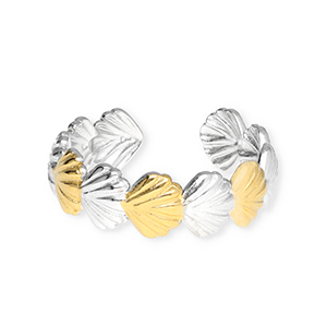 Stainless Steel - Rostfrei Stahl Ringe Shell Silver-gold