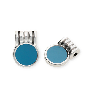 Anh&auml;nger Metall DQ&reg; Round Antiek zilver-petrol blue (nikkelvrij)