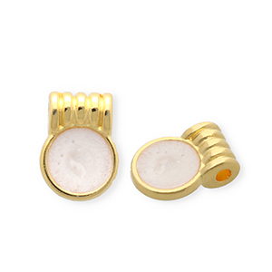 Anh&auml;nger Metall DQ&reg; Round Goud-pearl white (nikkelvrij)