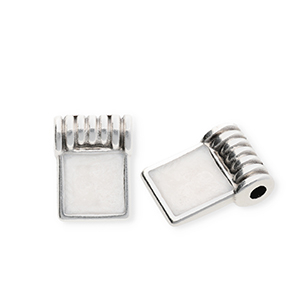 Anh&auml;nger Metall DQ&reg; Square Antiek zilver-pearl white (nikkelvrij)