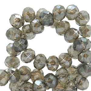 Facetten Top Glas Perlen 4x3mm Rondellen Greige rose-pearl shine coating