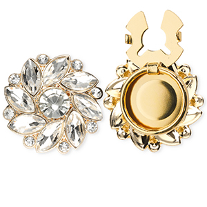 TQ Metall Brass Knopfabdeckung Flower Gold-crystal