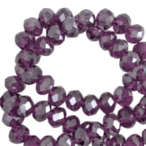 Facetten Top Glas Perlen 8x6mm Rondellen Aubergine purple-pearl shine coating