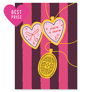 BY31&reg; Karten f&uuml;r Schmuck "You're a charm" Dark brown-magenta pink-gold