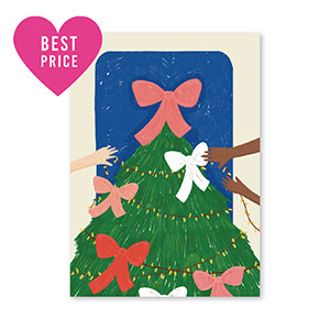 Karten f&uuml;r Schmuck Christmas tree Green-blue-pink