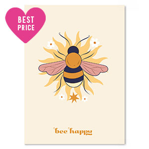 Karten f&uuml;r Schmuck "bee happy" Yellow