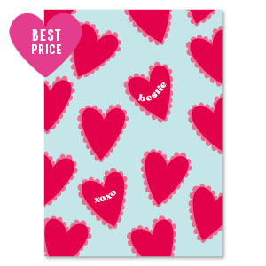 Karten f&uuml;r Schmuck "bestie xoxo" Light blue-red