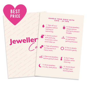 BY31&reg; Karten f&uuml;r Schmuck "Jewellery care" Englisch Off white-pink