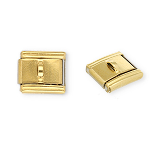 Stainless Steel - Rostfrei Stahl Italian Charm Element with Loop Gold