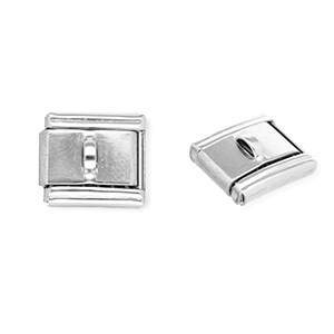 Stainless Steel - Rostfrei Stahl Italian Charm Element with Loop Silver
