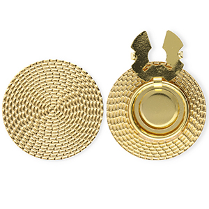 Stainless Steel - Rostfrei Stahl Knopfabdeckung Round Rattan-Look Gold