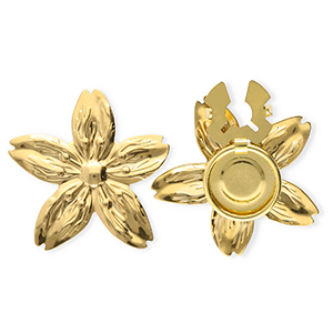 Stainless Steel - Rostfrei Stahl Knopfabdeckung Flower Gold