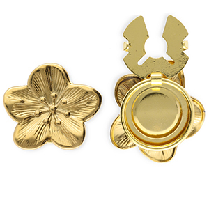 Stainless Steel - Rostfrei Stahl Knopfabdeckung Flower Gold