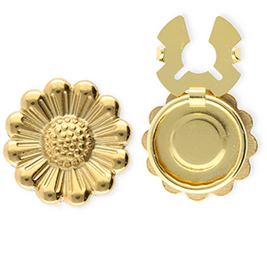 Stainless Steel - Rostfrei Stahl Knopfabdeckung Flower Gold
