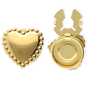 Stainless Steel - Rostfrei Stahl Knopfabdeckung Heart Gold