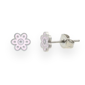 Stainless Steel - Rostfrei Stahl Ohrringe Flower Lilac-silver
